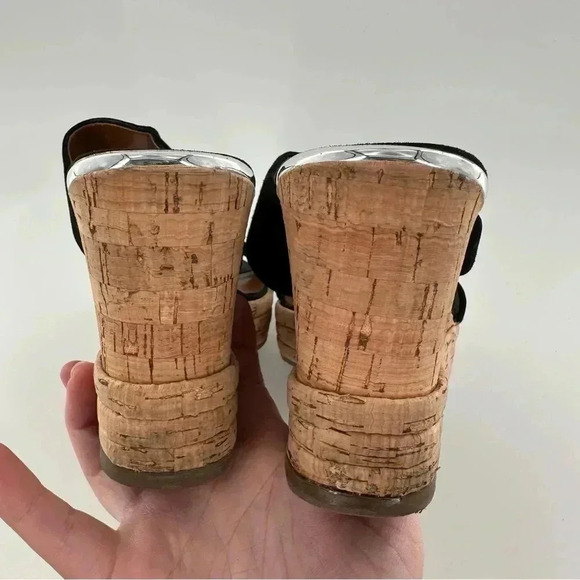 Franco Sarto womens size 8 38 black suede chunky platform slides - Picture 7 of 12